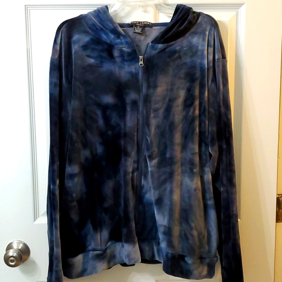 French Laundry Sport Velour Zip Tie dye Hoodie Jacket 2x - Picture 1 of 5